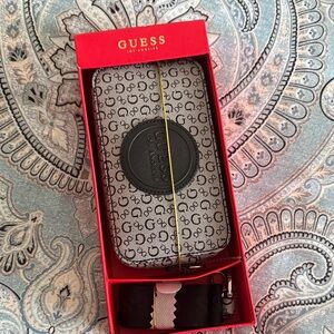 Guess Gray and Black Monogram Crossbody
